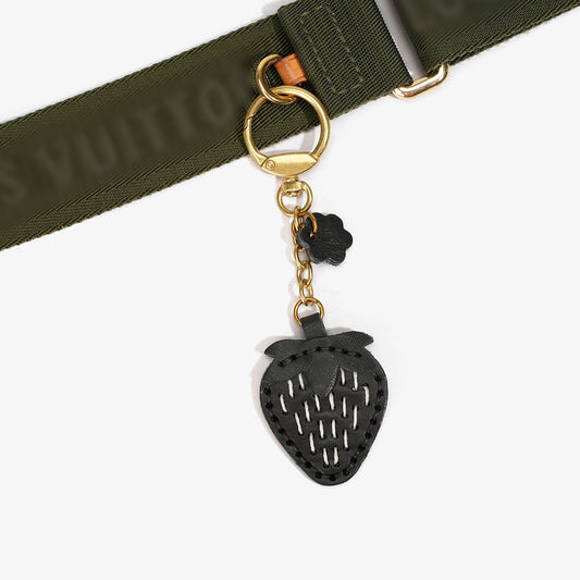 Leather strawberry keychain/bag charm