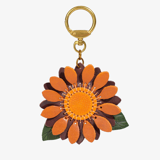 Leather sunflower keychain/bag charm