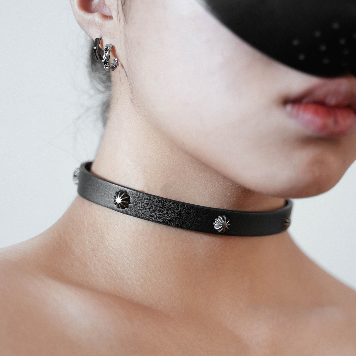 Studded Petite Leather Collar