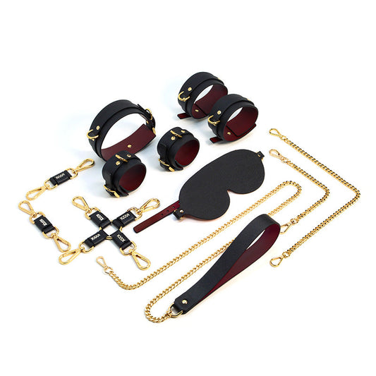 Minimalist D-ring Collar Handcuffs Leather Set