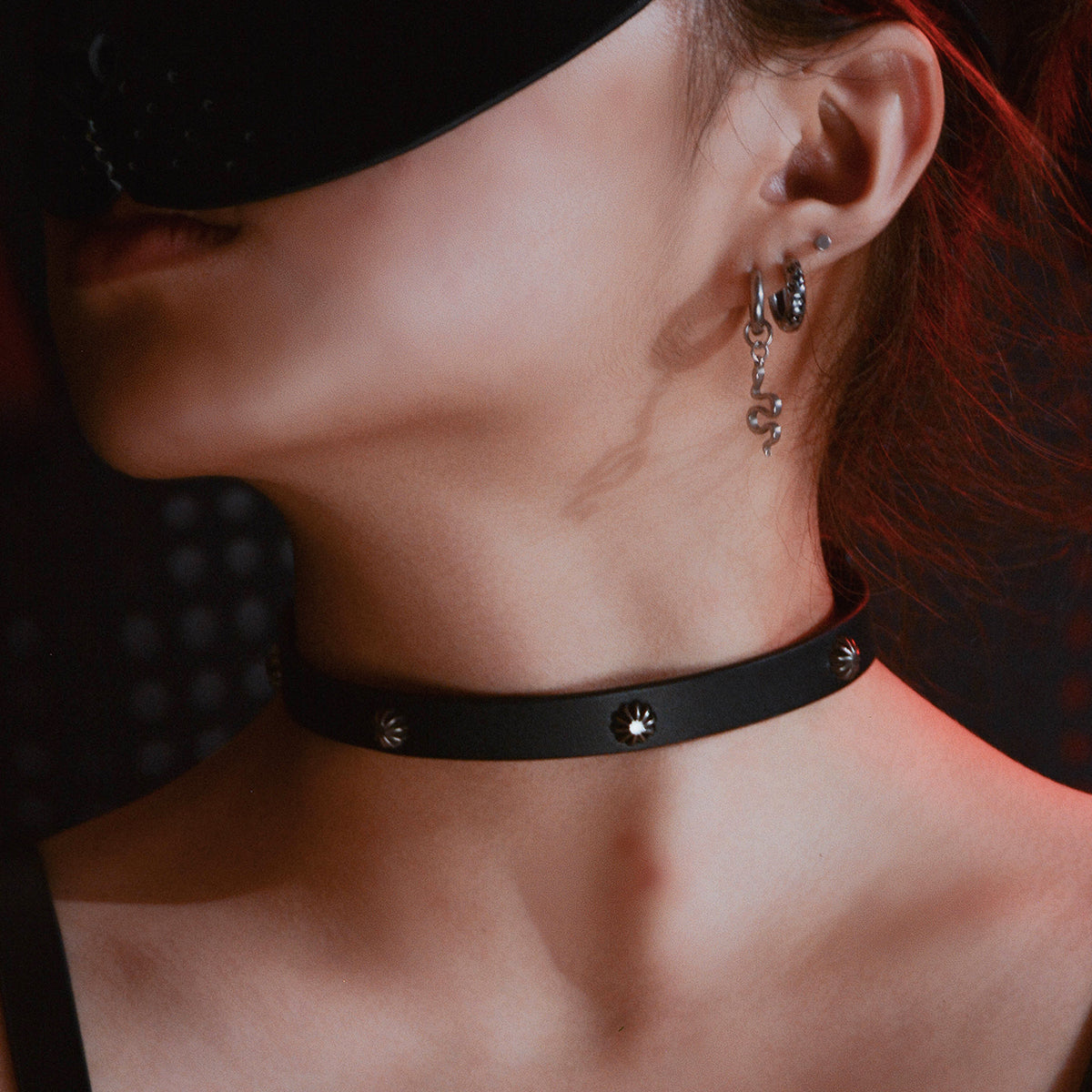 Studded Petite Leather Collar