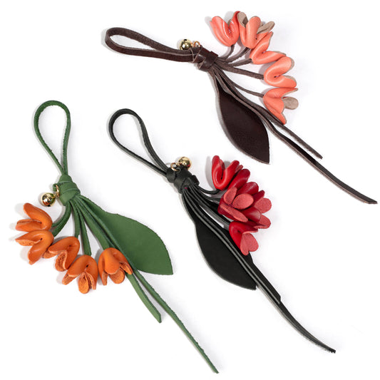 Leather tulip bag charm/car charm