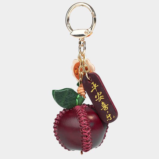 Leather mini apple keychain/bag charm