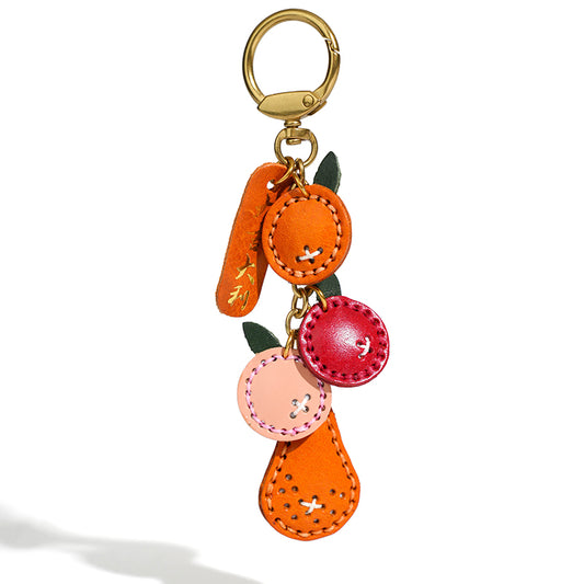 Leather a string of fruit keychain/bag charm