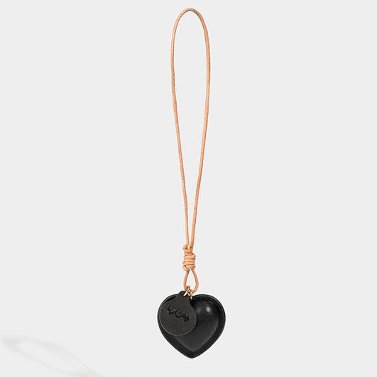 Leather heart bag charm/car charm