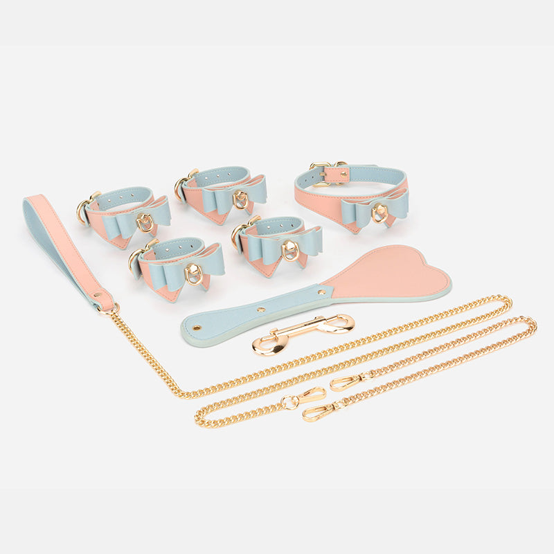 9 Pieces PU Bow Set with Heart Leather Pat
