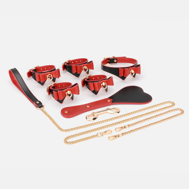 9 Pieces PU Bow Set with Heart Leather Pat