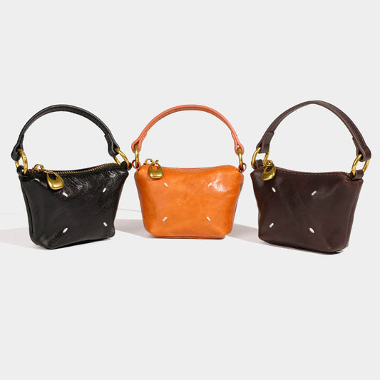 Leather mini zippered bag/coin purse