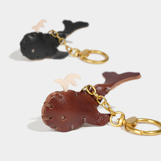 Leather Whale keychain/bag charm