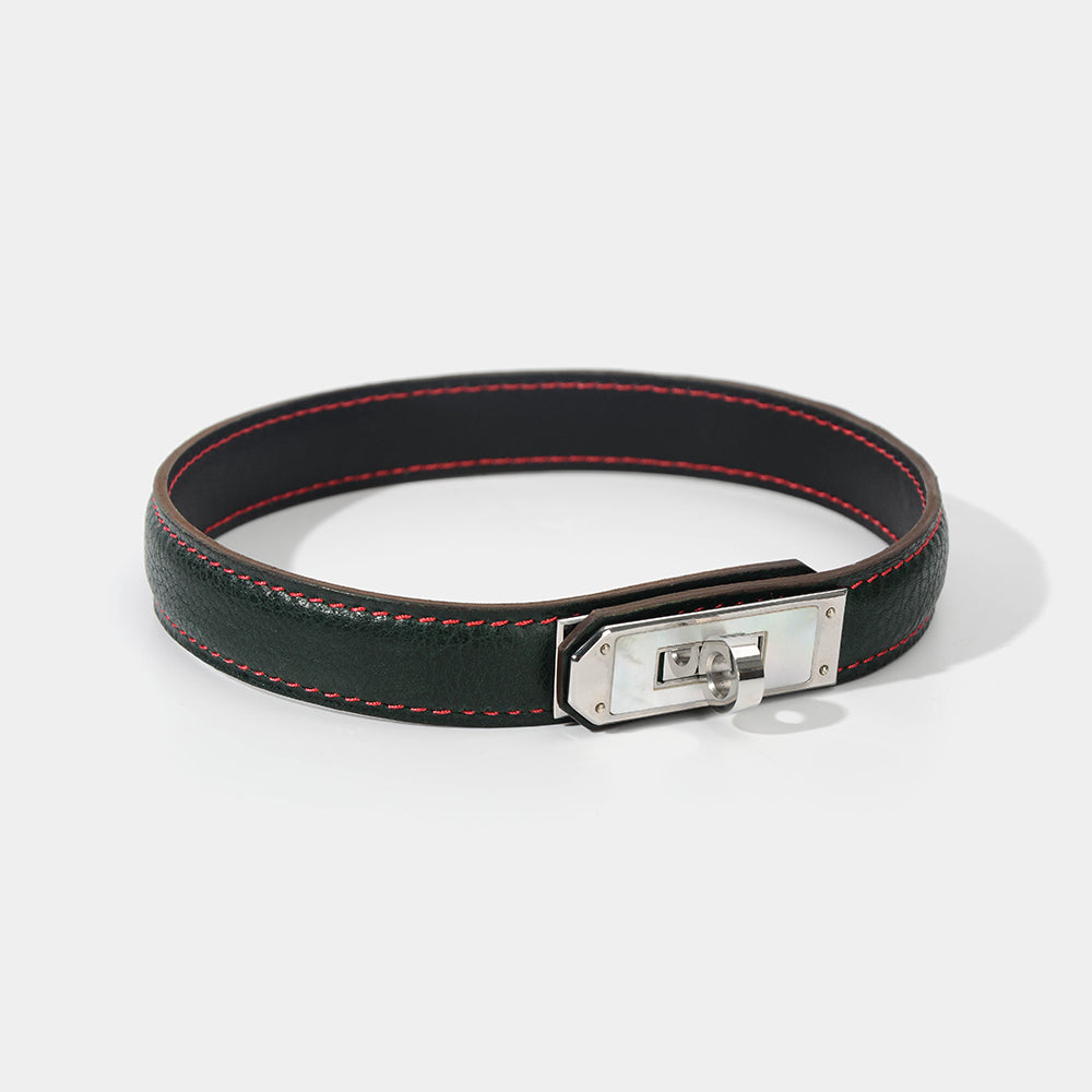 Classic Dark Green Cowhide Choker/Collar