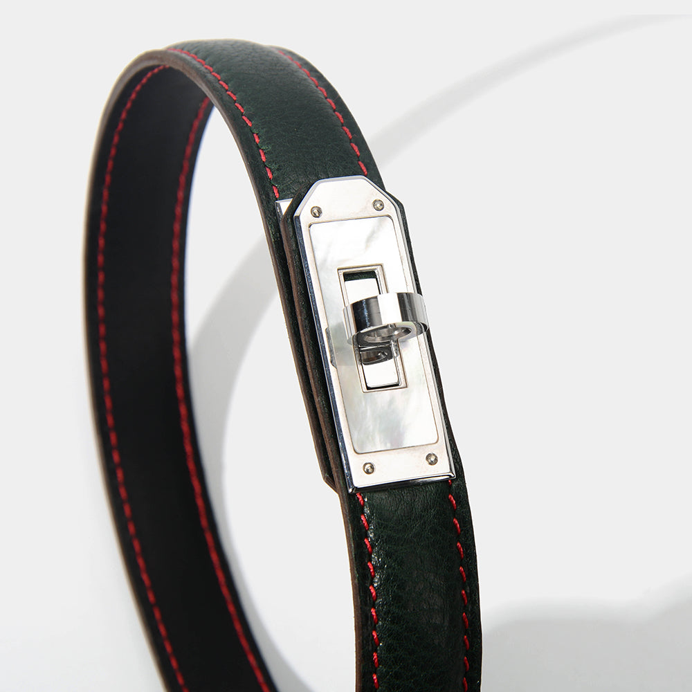 Classic Dark Green Cowhide Choker/Collar