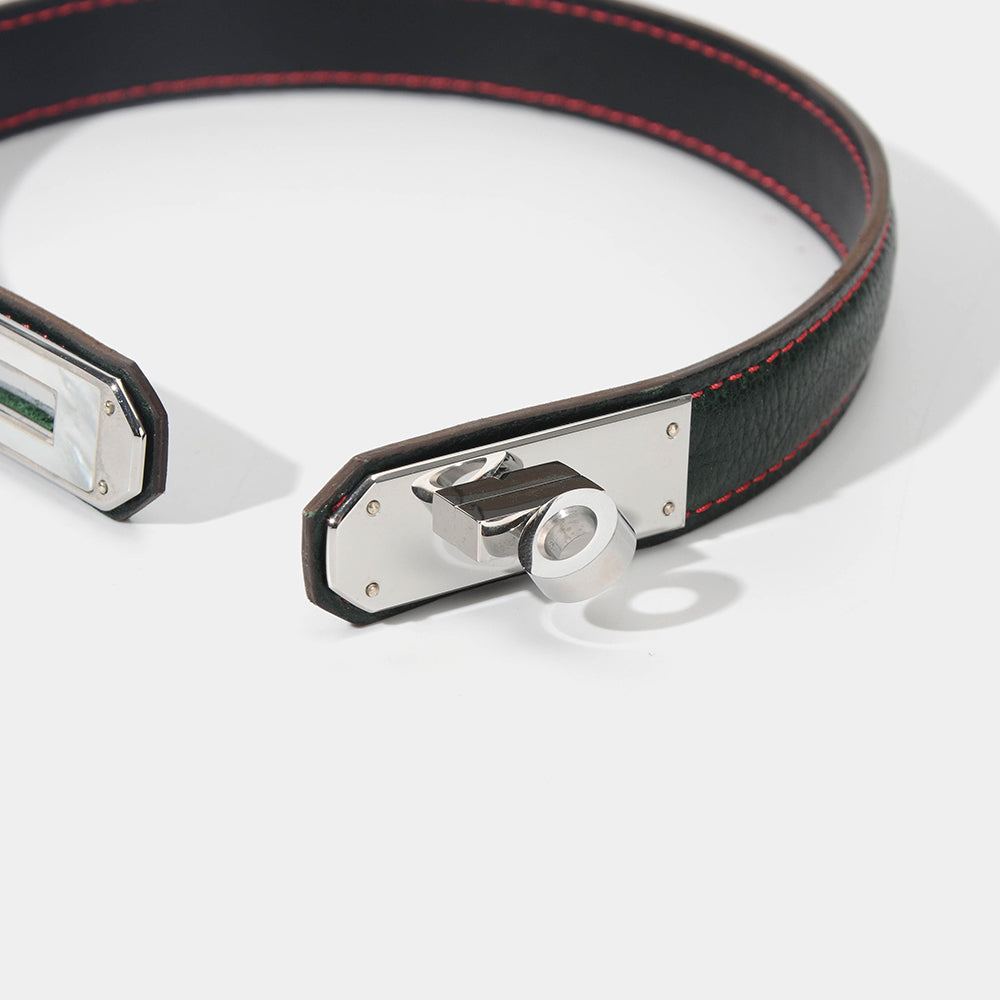 Classic Dark Green Cowhide Choker/Collar